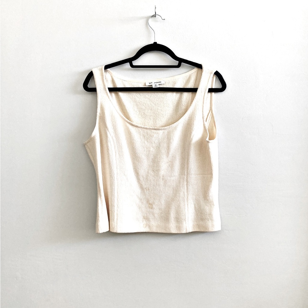 St. John Ivory Santana Knit Tank Top Size 12